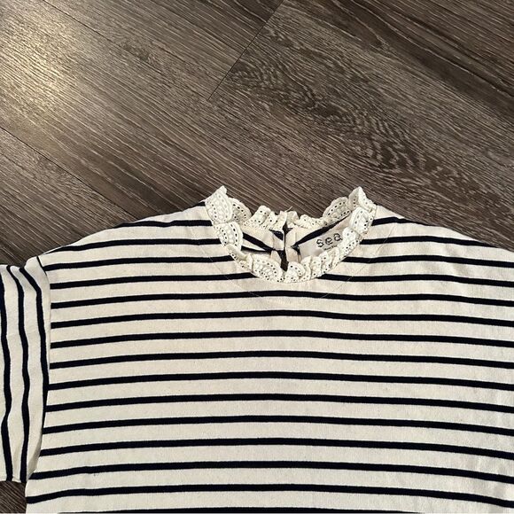 Sea New York Cream and Navy Striped Short Sleeve - Picture 4 of 9